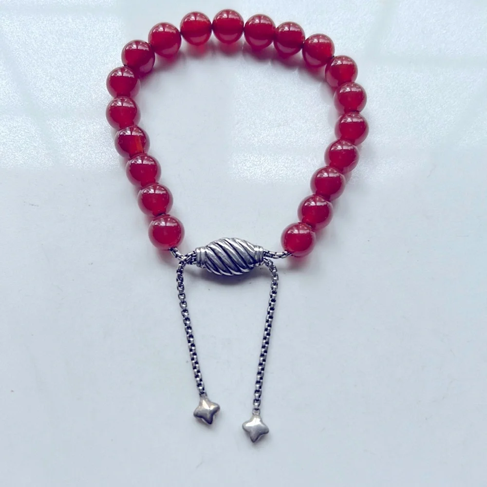 David Yurman sterling silver Carnelian spiritual bead bracelet. FINAL